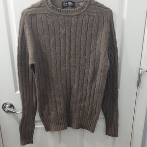 Carlo Ritazzi Mens Brown Crewneck Sweater Ribbed Wool Long Sleeves Vinta…